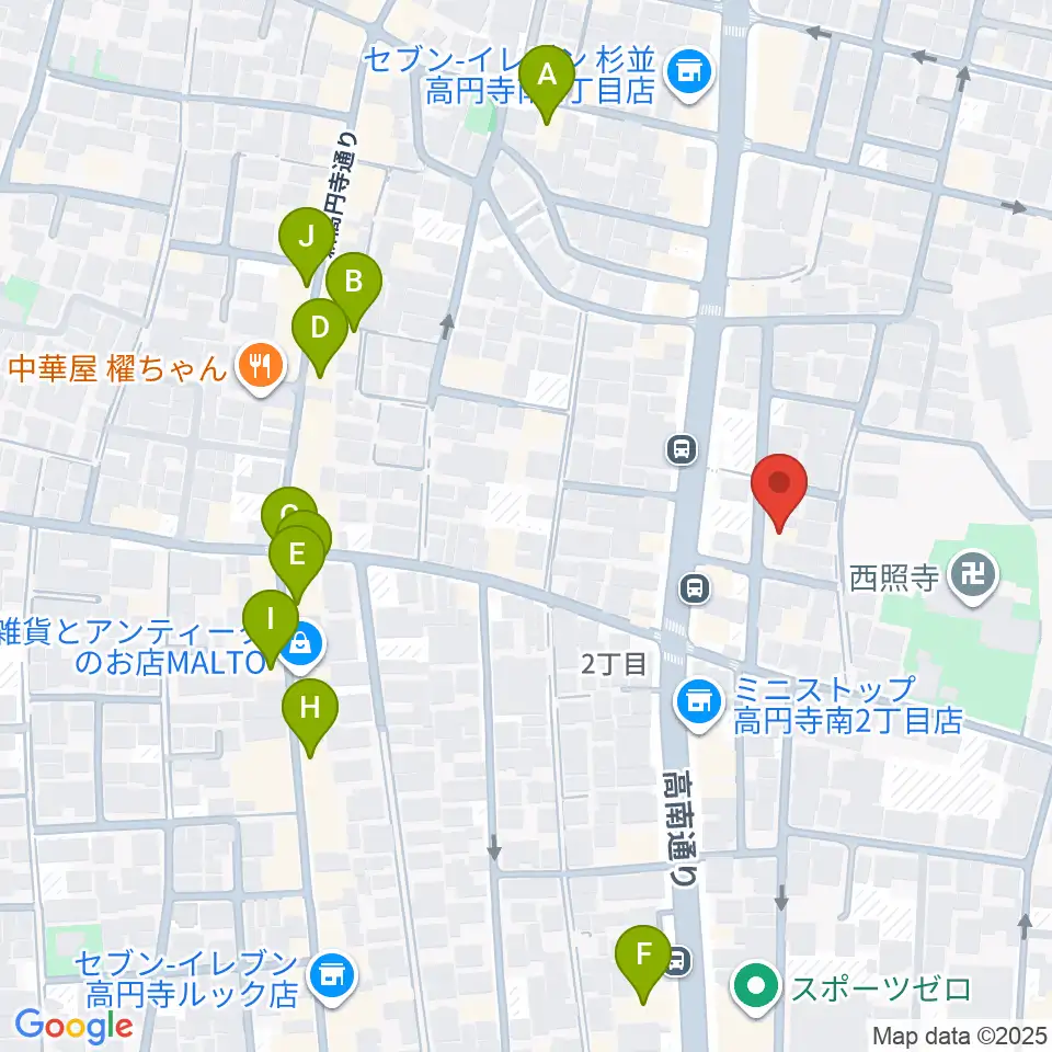 佐々木ヴァイオリン製作工房周辺のカフェ一覧地図
