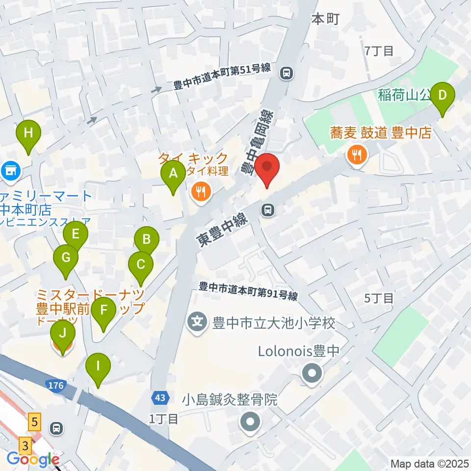 清家楽器周辺のカフェ一覧地図