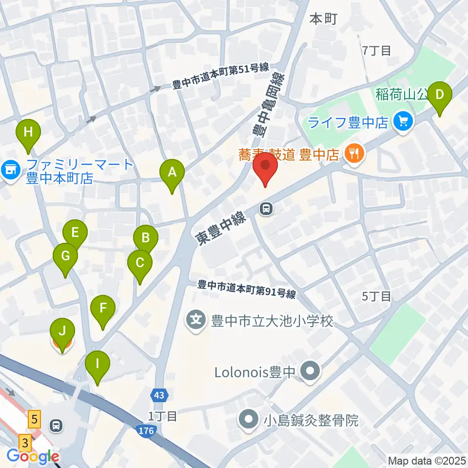 清家楽器周辺のカフェ一覧地図