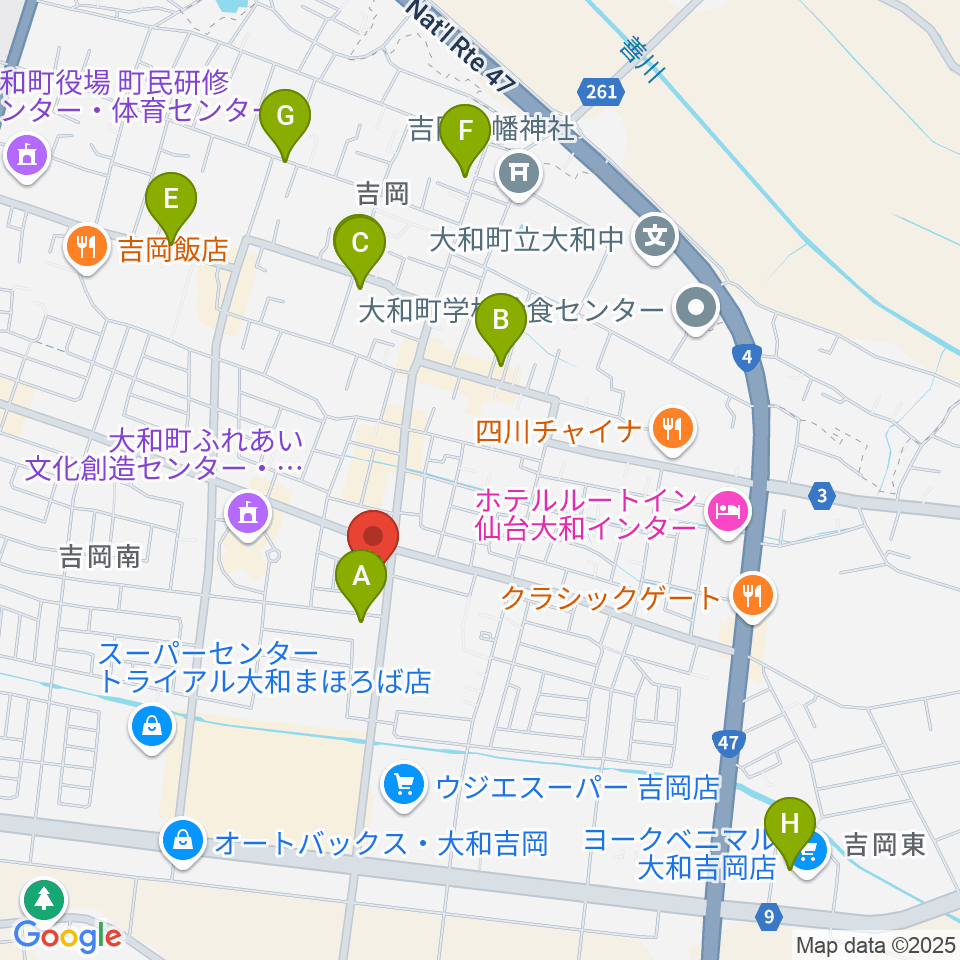 仙台ピアノ工房周辺のカフェ一覧地図