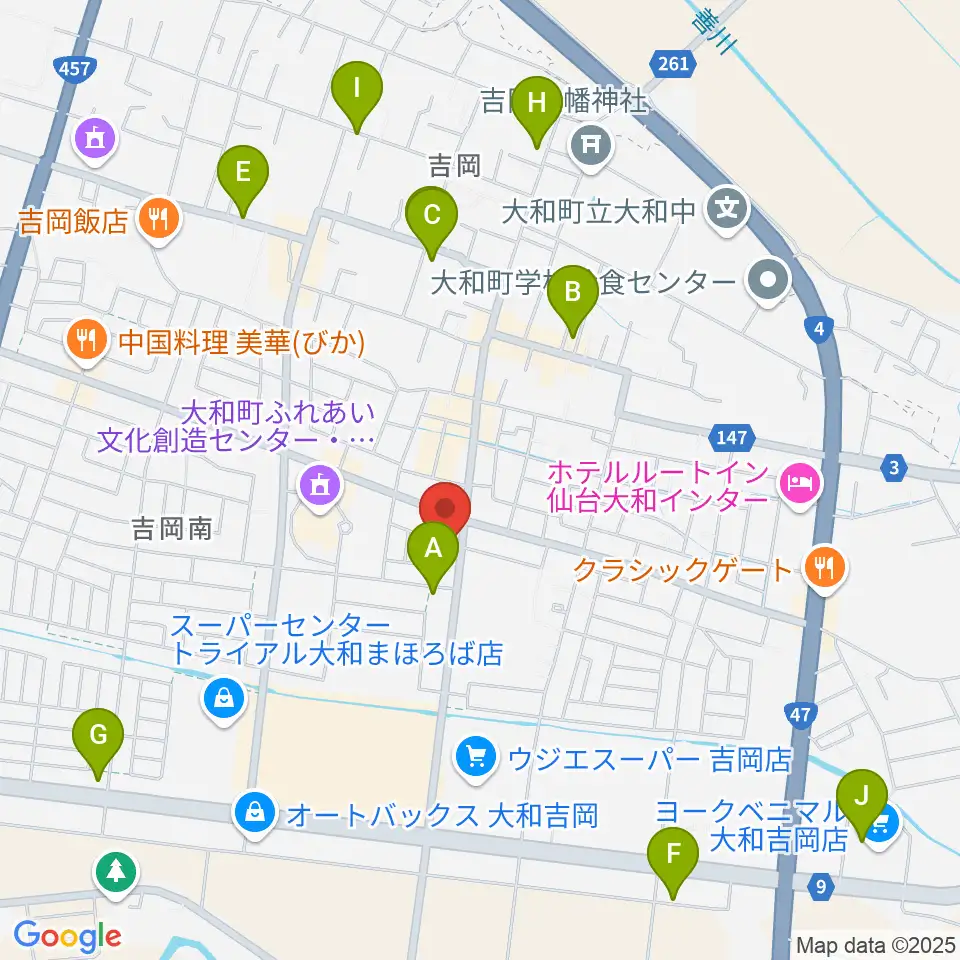 仙台ピアノ工房周辺のカフェ一覧地図