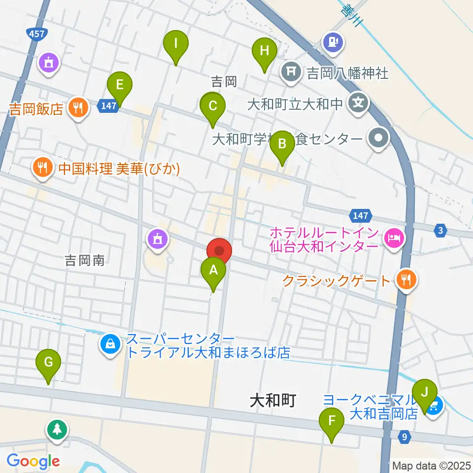 仙台ピアノ工房周辺のカフェ一覧地図
