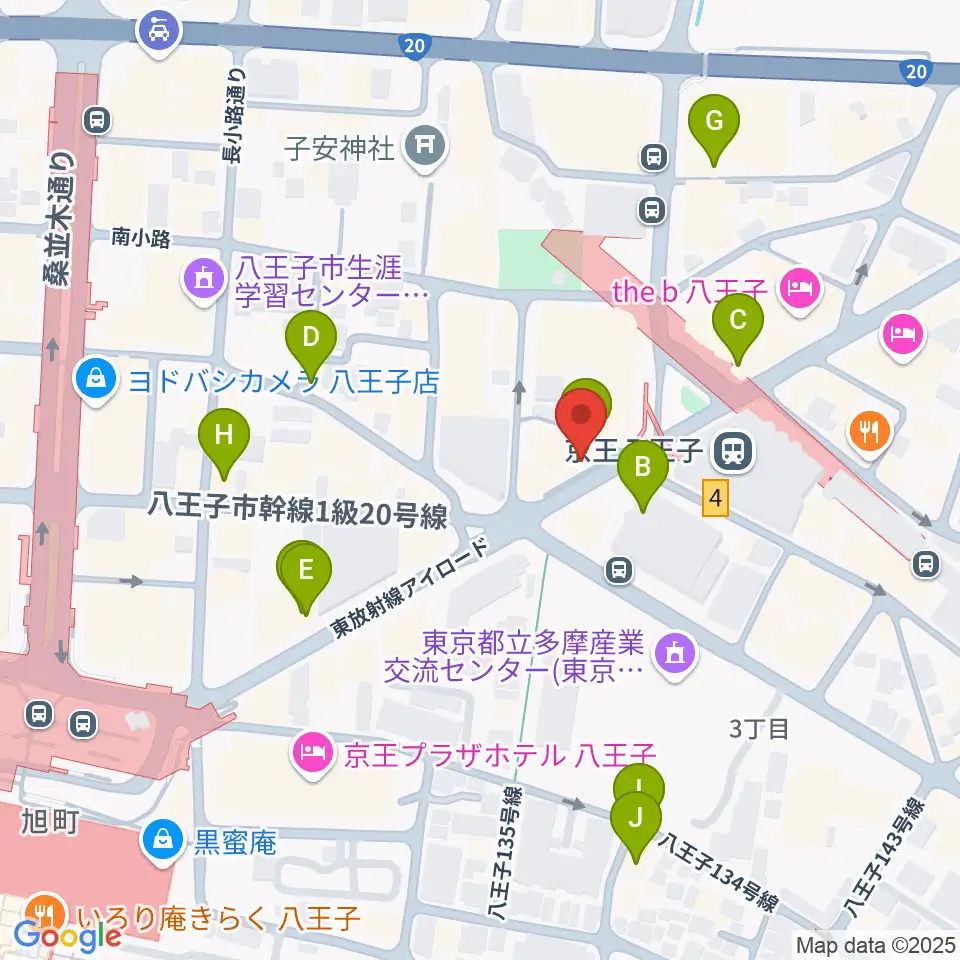 下倉楽器 八王子店周辺のカフェ一覧地図
