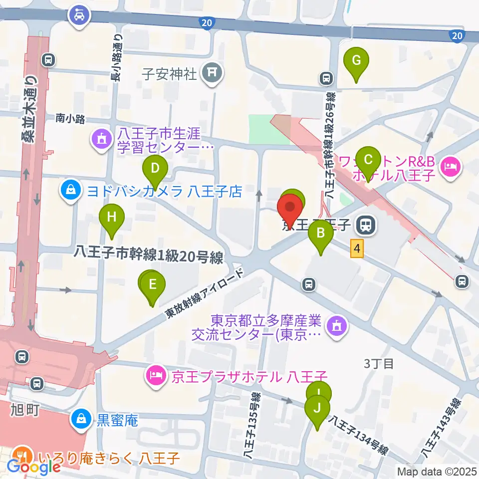 下倉楽器 八王子店周辺のカフェ一覧地図