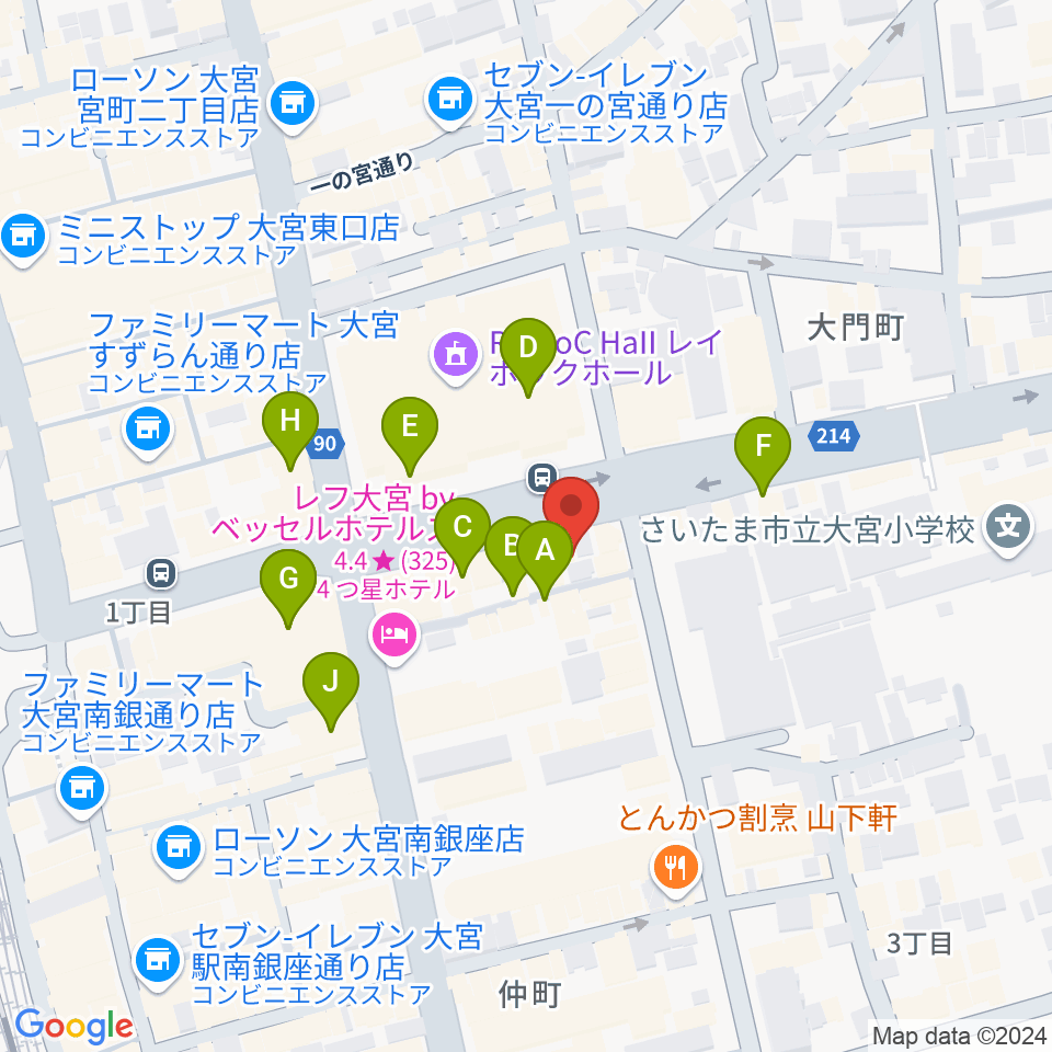 下倉楽器 大宮店周辺のカフェ一覧地図