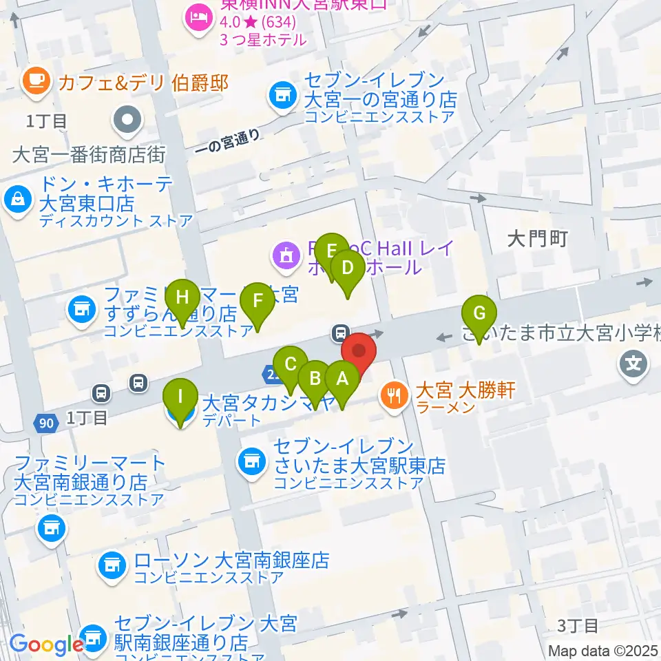 下倉楽器 大宮店周辺のカフェ一覧地図