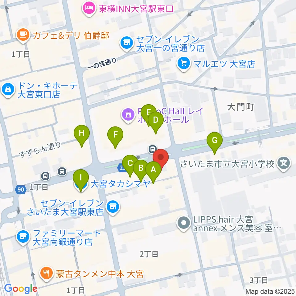 下倉楽器 大宮店周辺のカフェ一覧地図