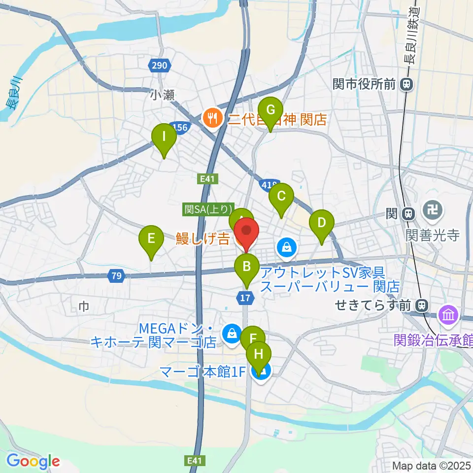 シノダ楽器周辺のカフェ一覧地図
