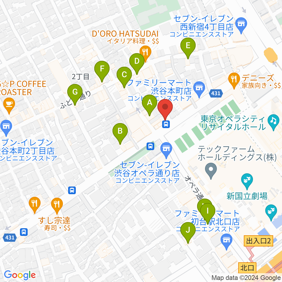 レオミュージック周辺のカフェ一覧地図