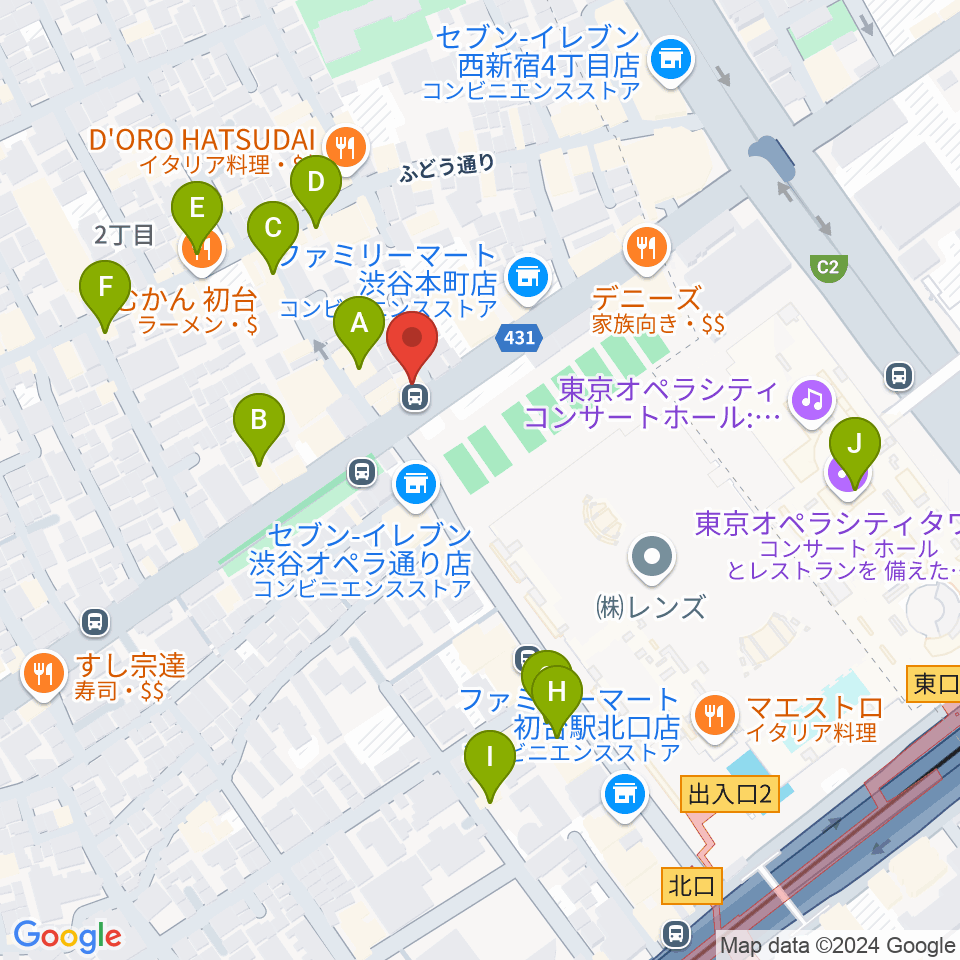 レオミュージック周辺のカフェ一覧地図