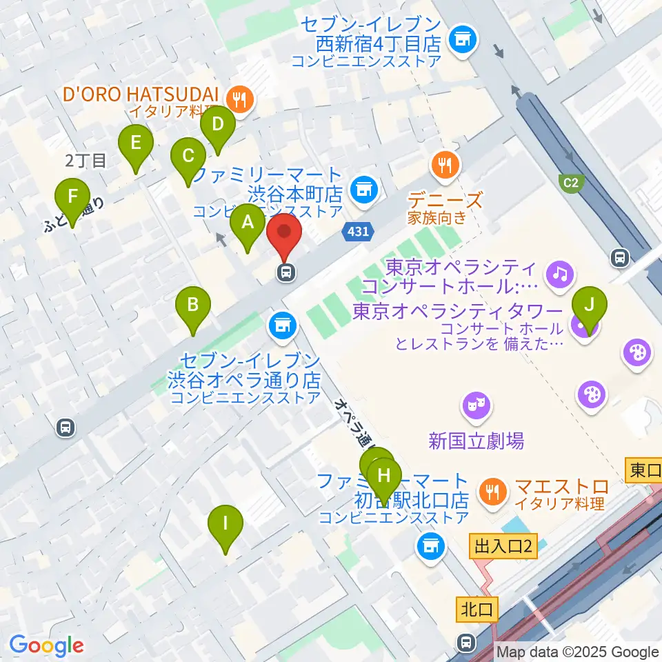 レオミュージック周辺のカフェ一覧地図