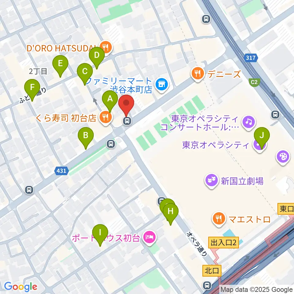レオミュージック周辺のカフェ一覧地図