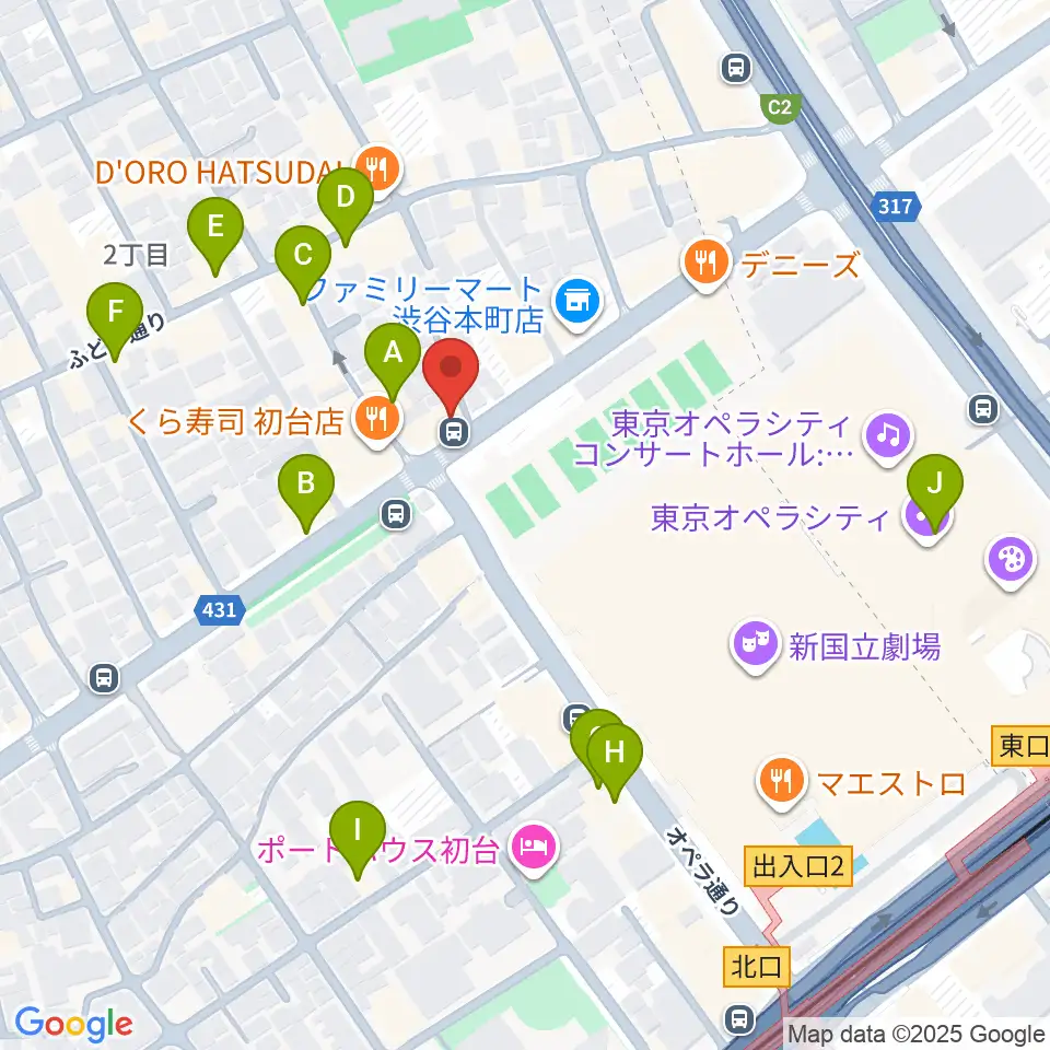 レオミュージック周辺のカフェ一覧地図
