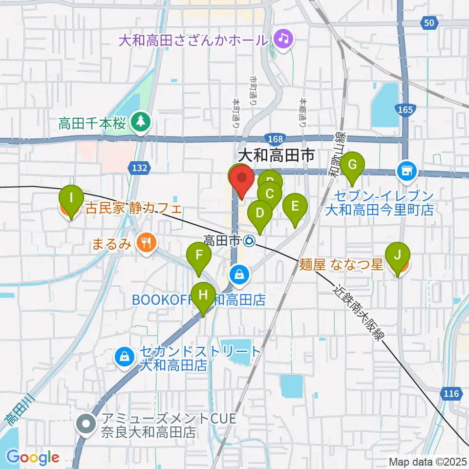 末吉楽器店周辺のカフェ一覧地図