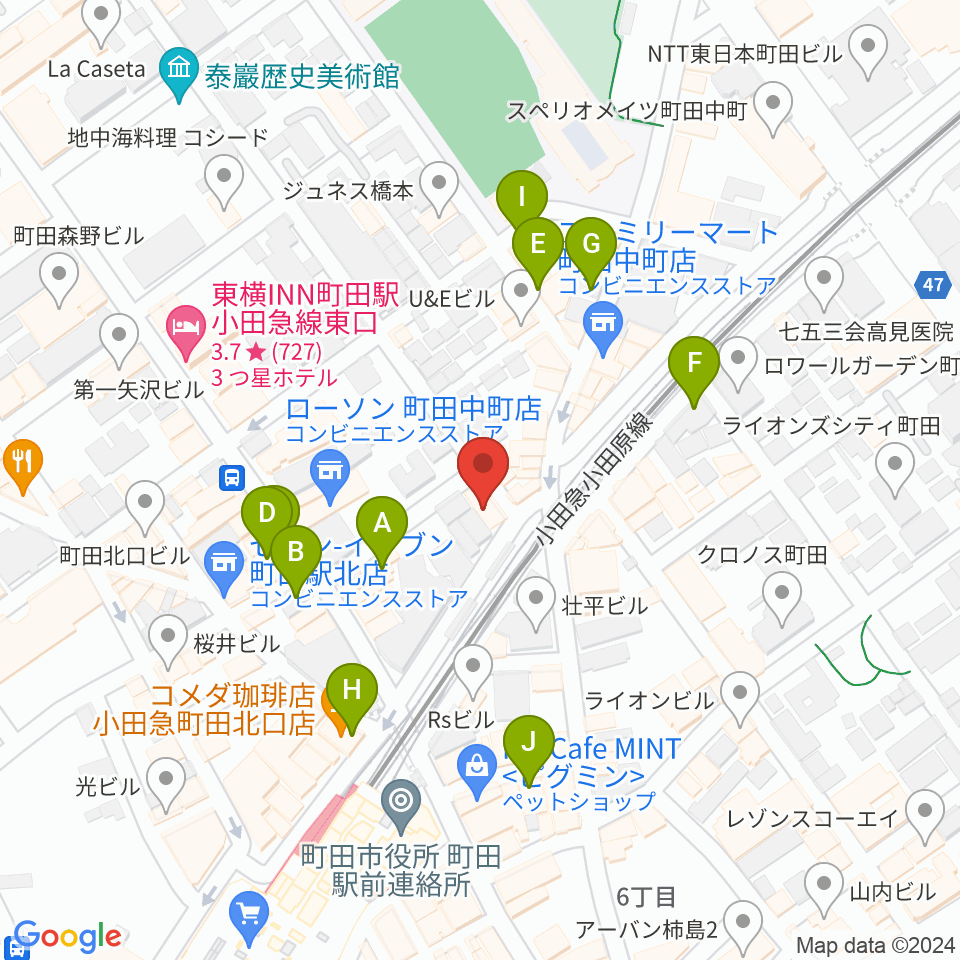 スガナミ楽器 町田店周辺のカフェ一覧地図
