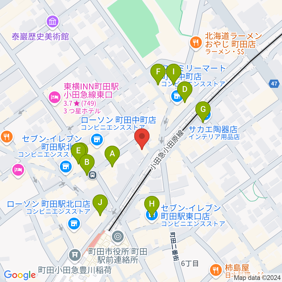 スガナミ楽器 町田店周辺のカフェ一覧地図