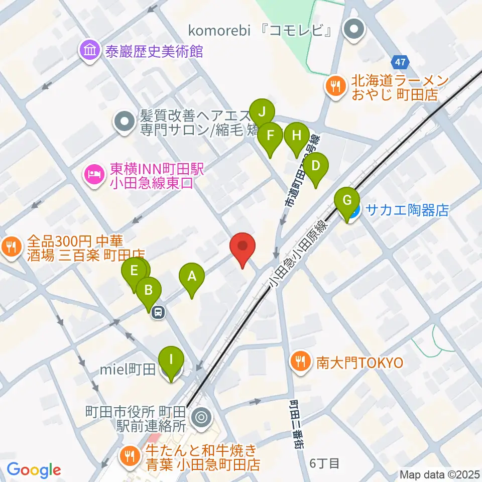 スガナミ楽器 町田店周辺のカフェ一覧地図