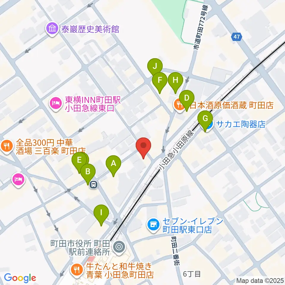 スガナミ楽器 町田店周辺のカフェ一覧地図