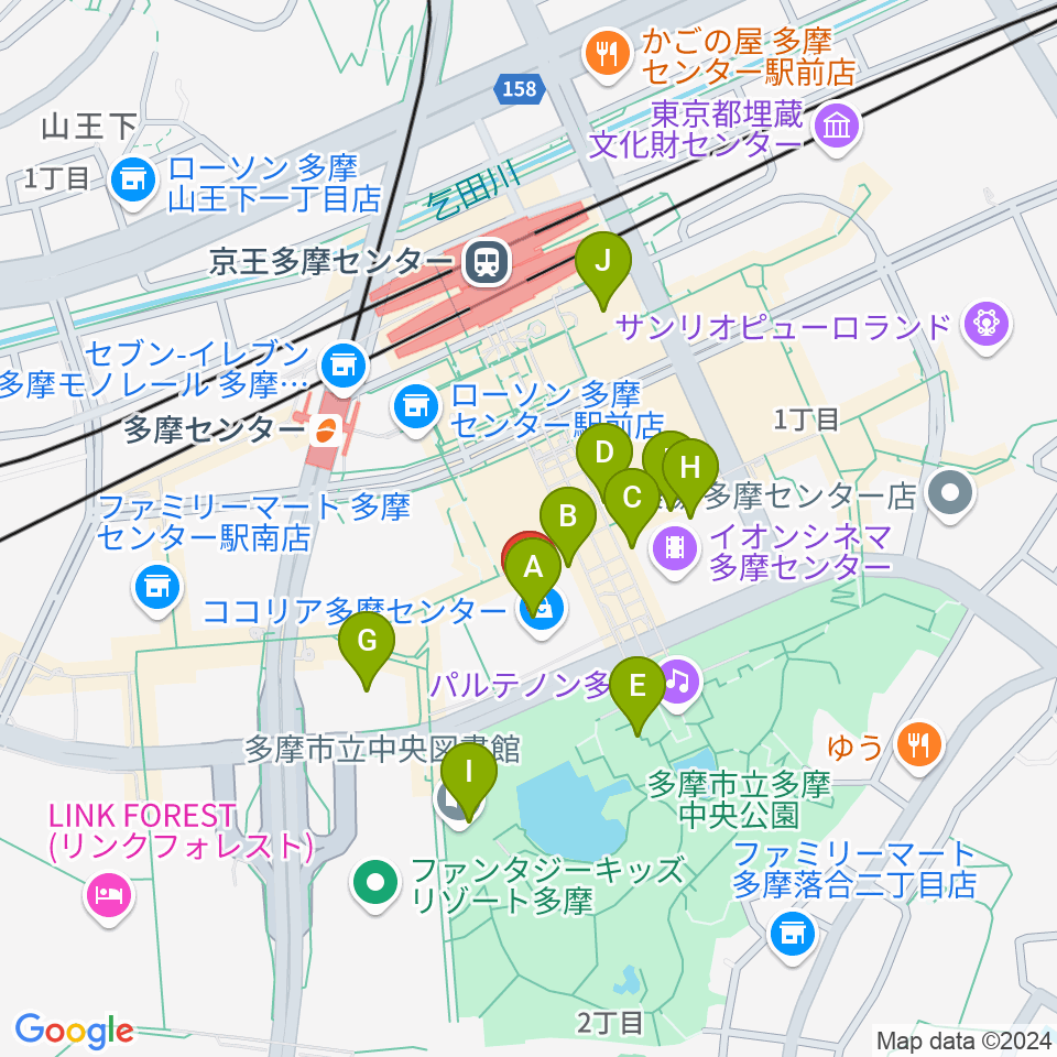 スガナミ楽器 多摩店周辺のカフェ一覧地図