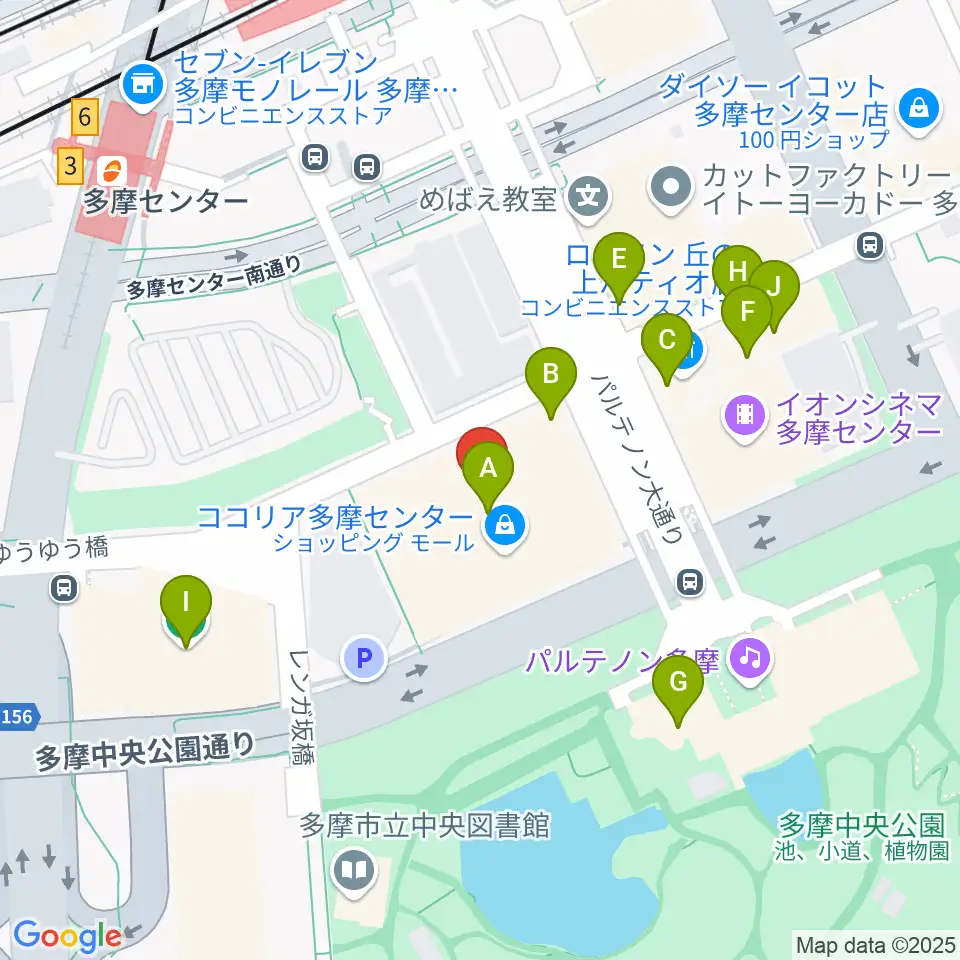 スガナミ楽器 多摩店周辺のカフェ一覧地図