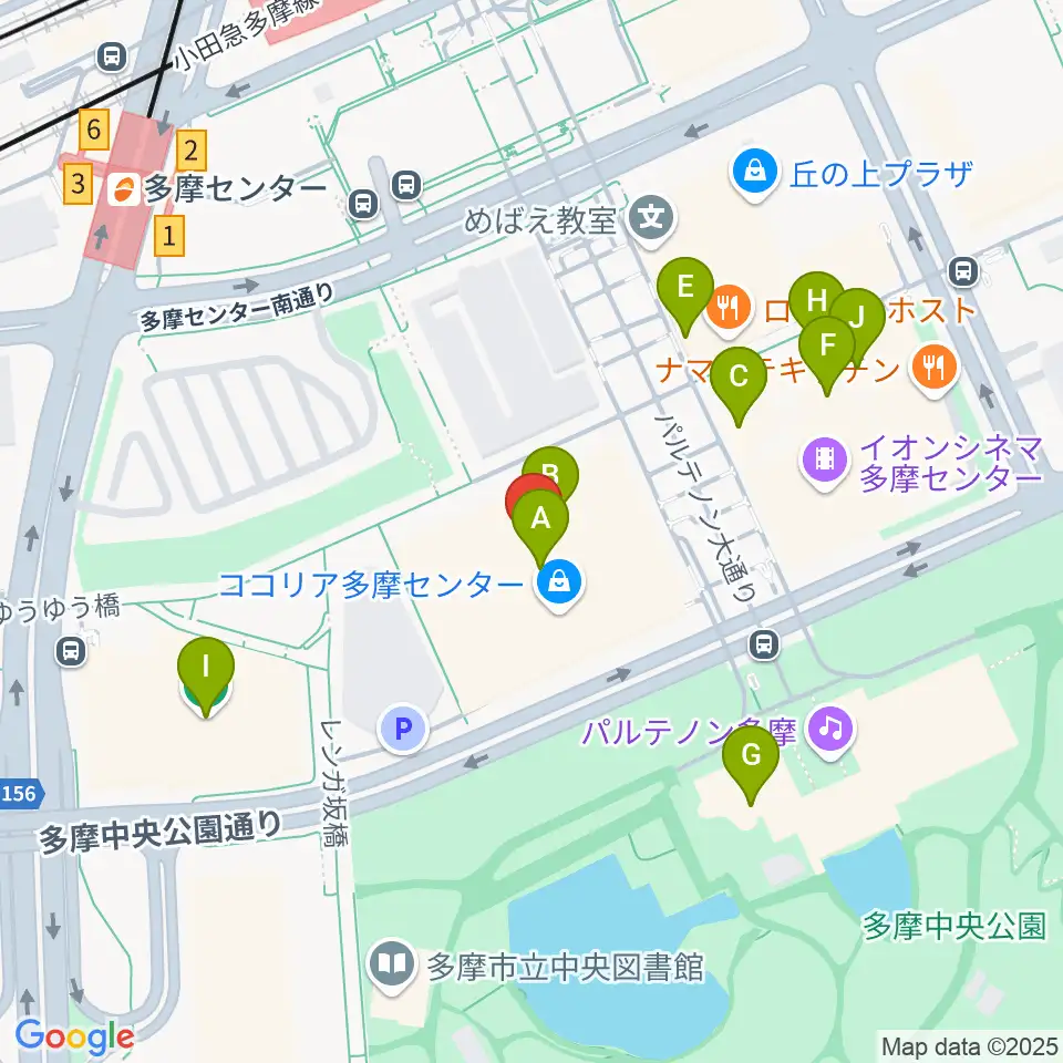 スガナミ楽器 多摩店周辺のカフェ一覧地図
