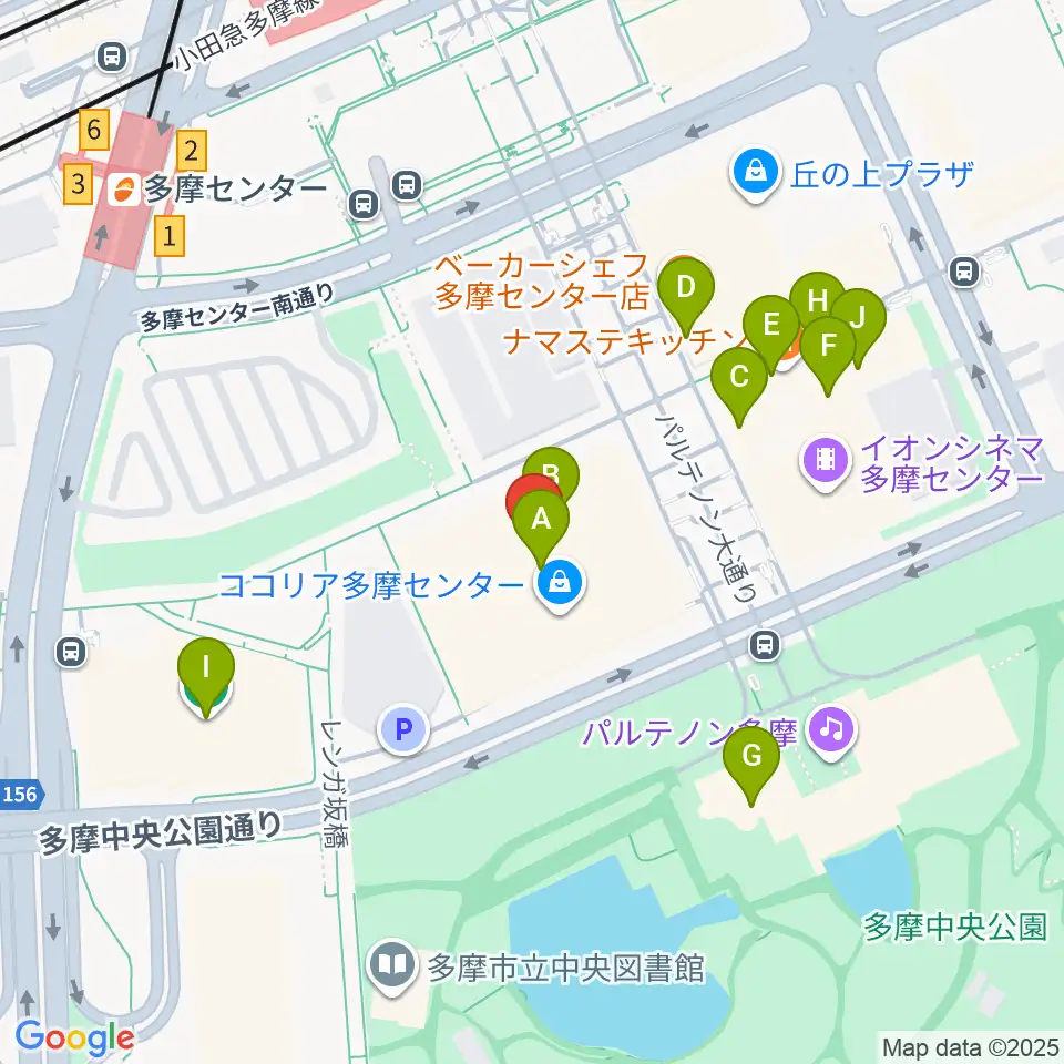 スガナミ楽器 多摩店周辺のカフェ一覧地図