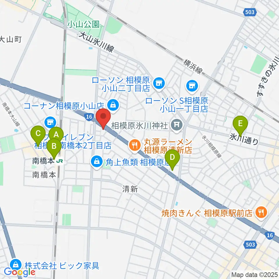 スガナミ楽器 南橋本店周辺のカフェ一覧地図