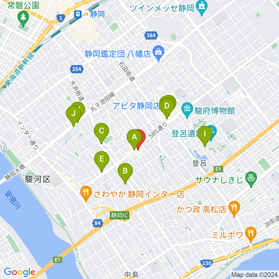 すみやグッディSBS通り店周辺のカフェ一覧地図