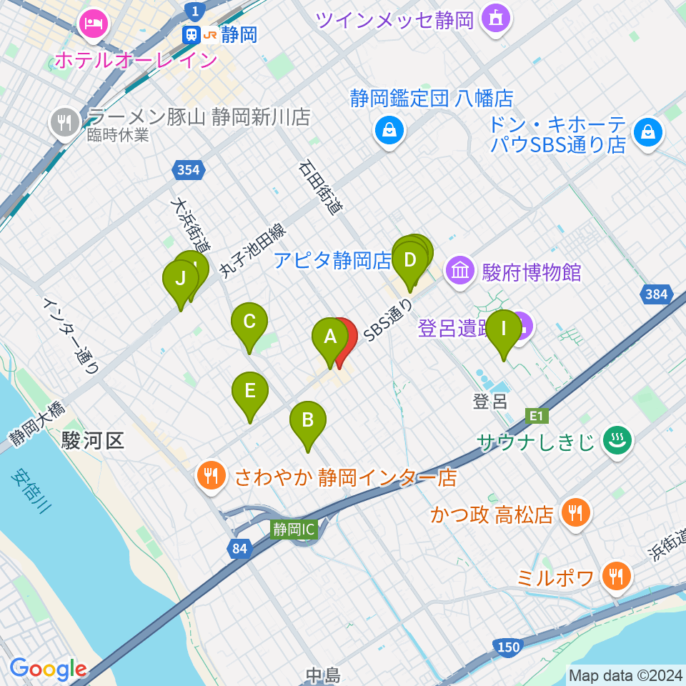 すみやグッディSBS通り店周辺のカフェ一覧地図