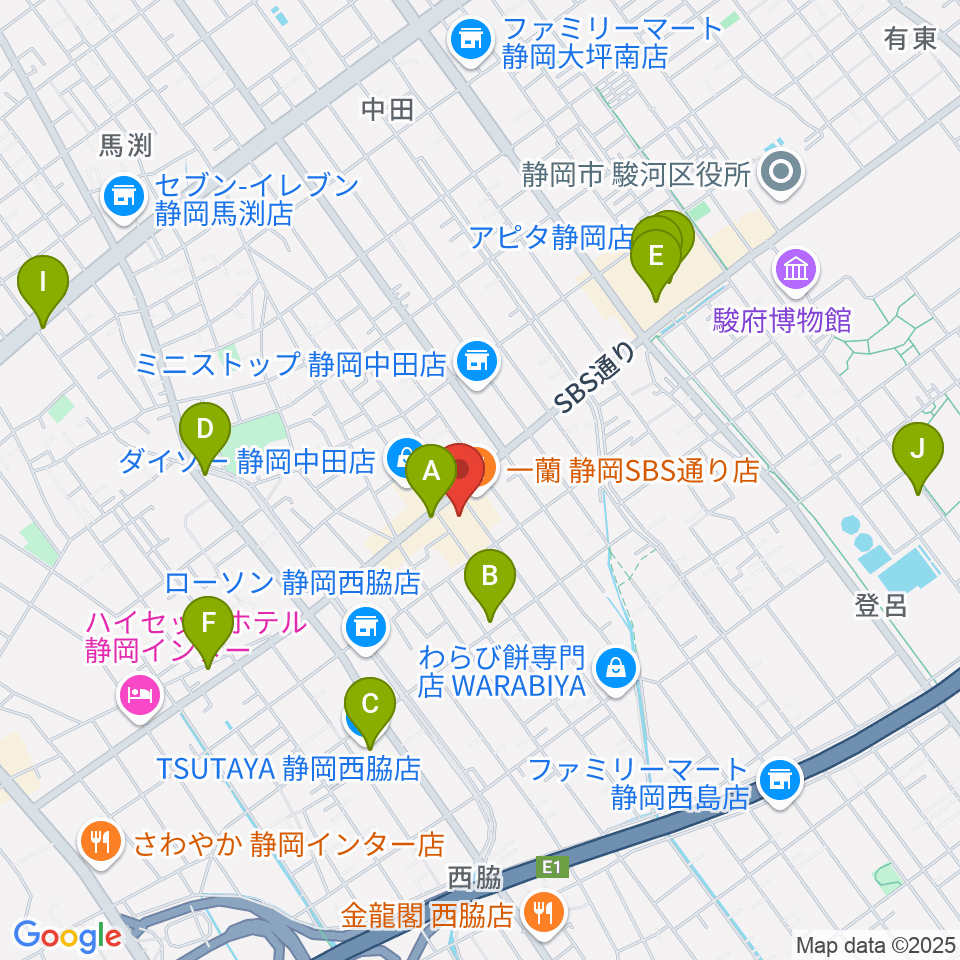 すみやグッディSBS通り店周辺のカフェ一覧地図