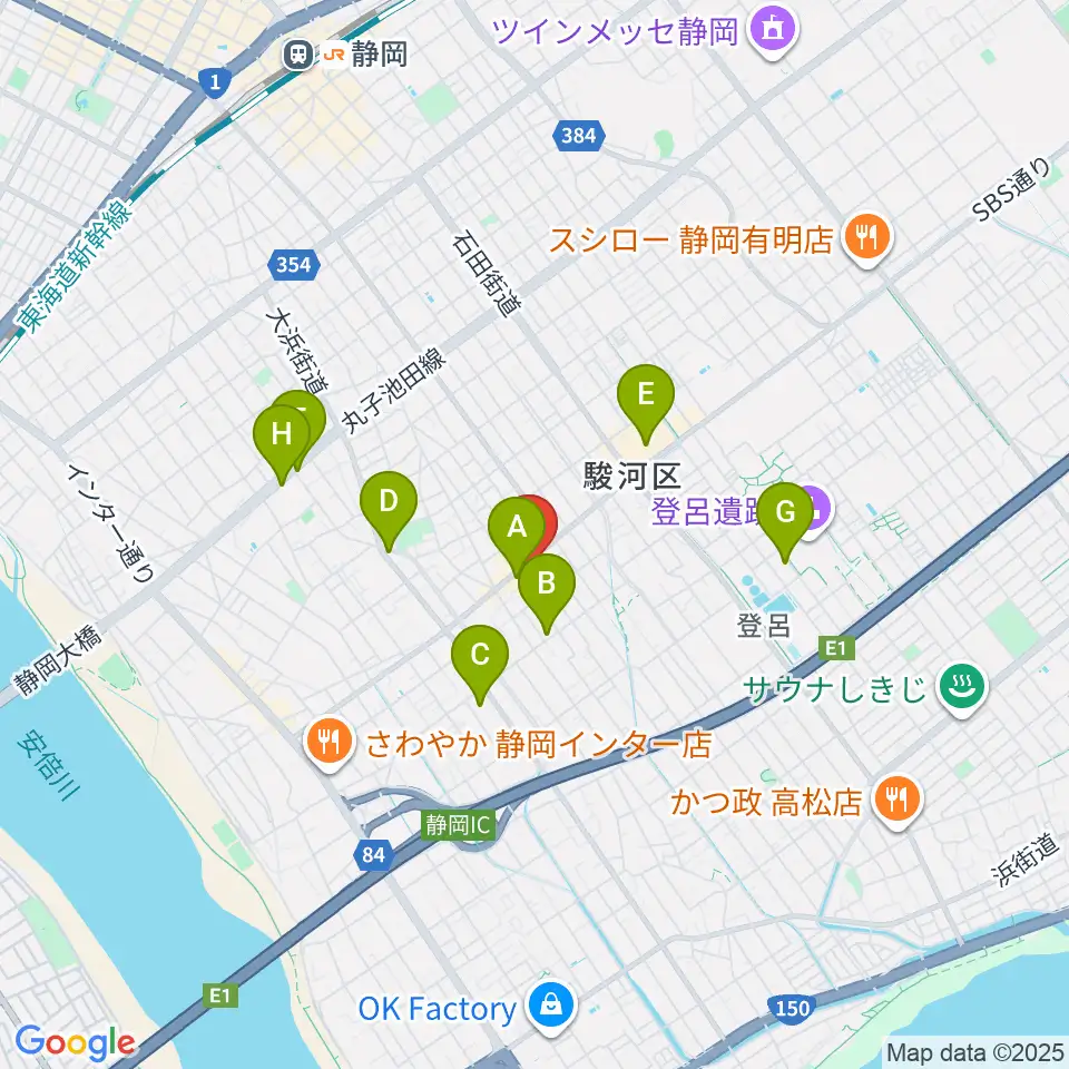 すみやグッディSBS通り店周辺のカフェ一覧地図
