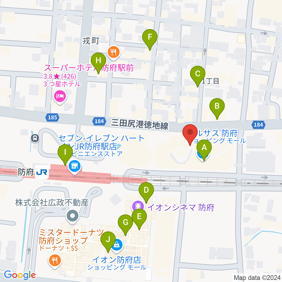 グランドミック タマシゲ楽器ルルサス店周辺のカフェ一覧地図