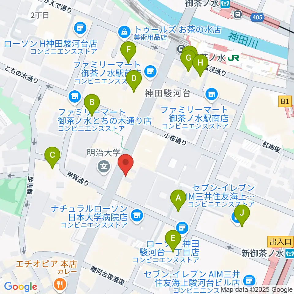 谷口楽器周辺のカフェ一覧地図