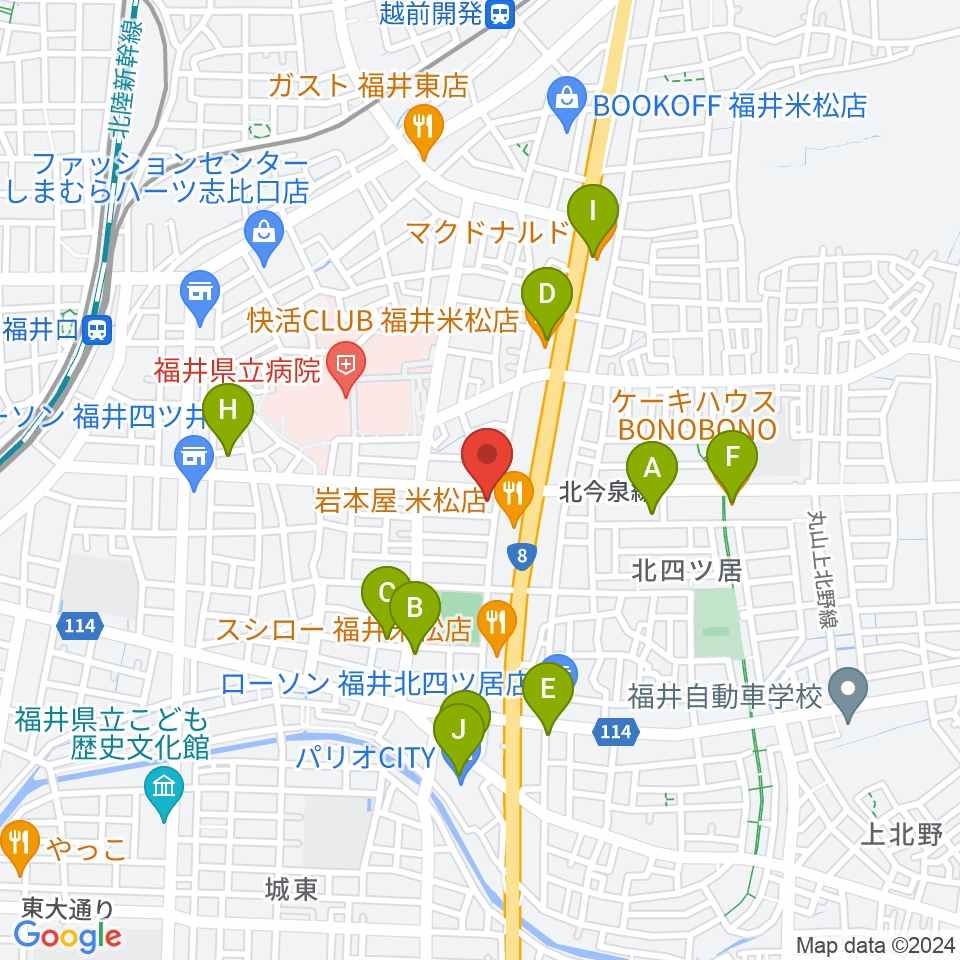 鳥山楽器周辺のカフェ一覧地図