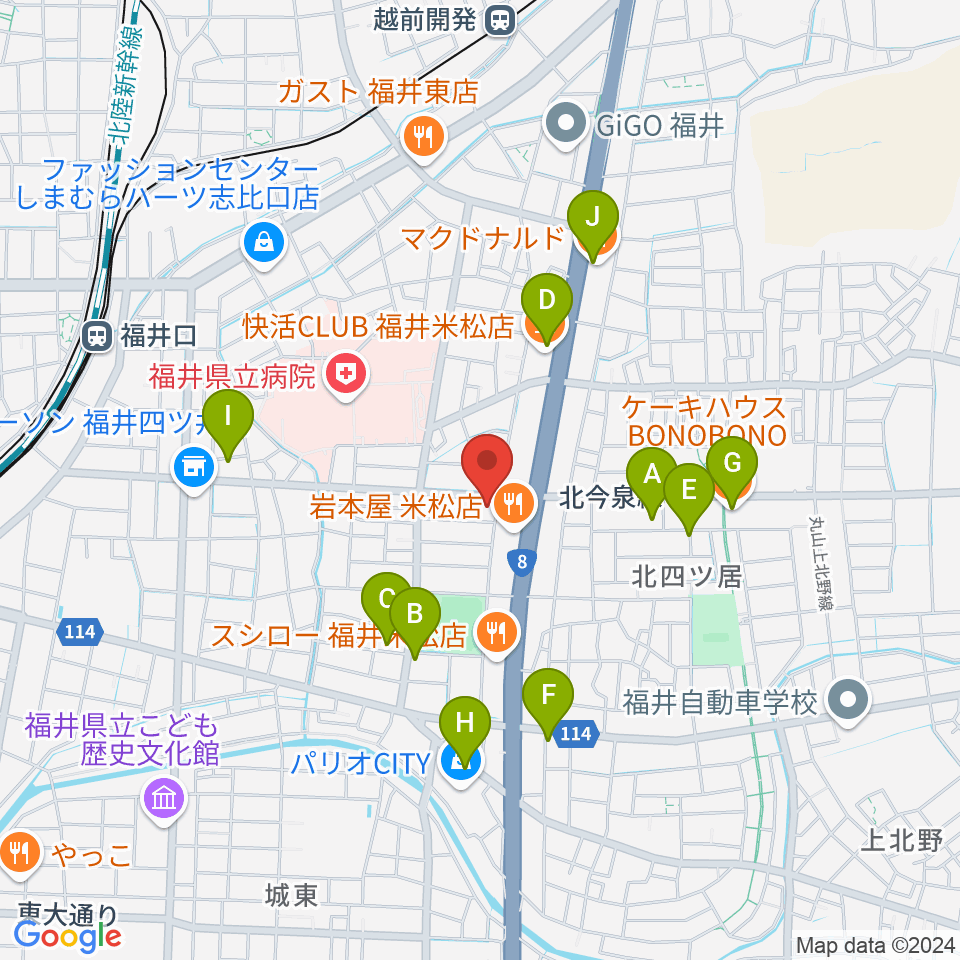 鳥山楽器周辺のカフェ一覧地図