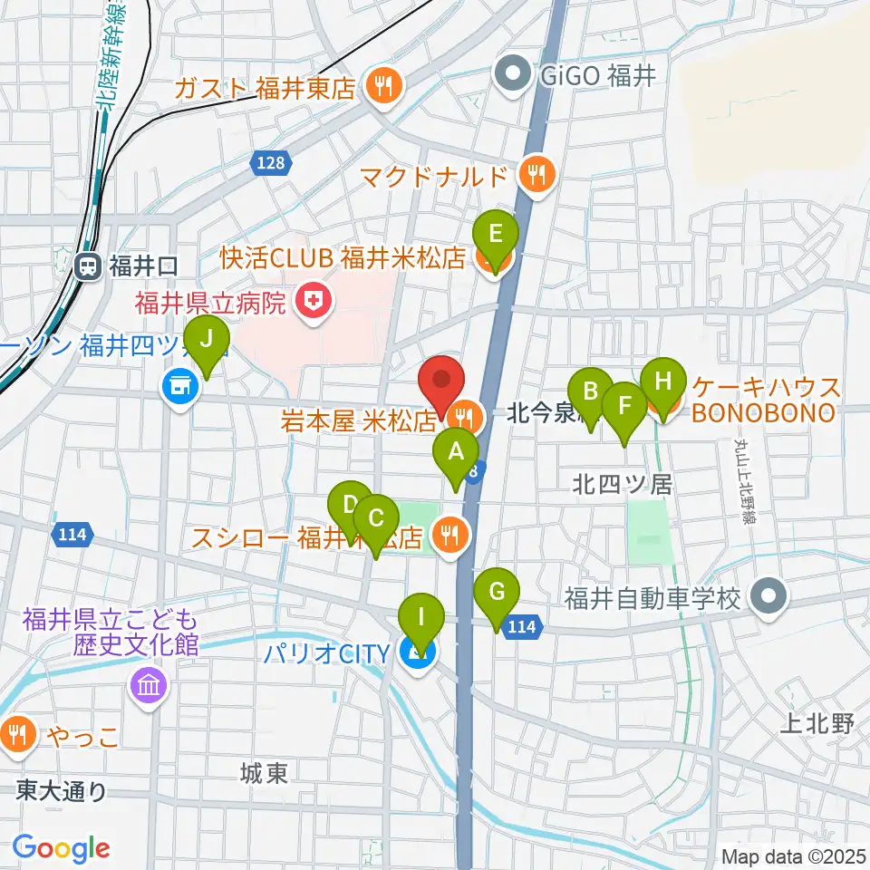 鳥山楽器周辺のカフェ一覧地図