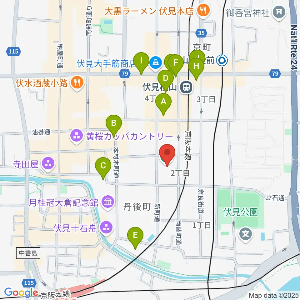 若林楽器店周辺のカフェ一覧地図