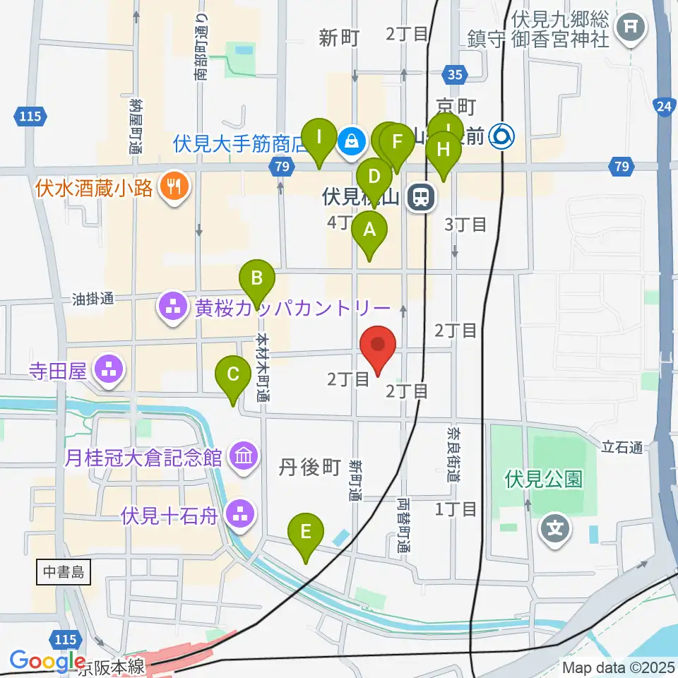 若林楽器店周辺のカフェ一覧地図