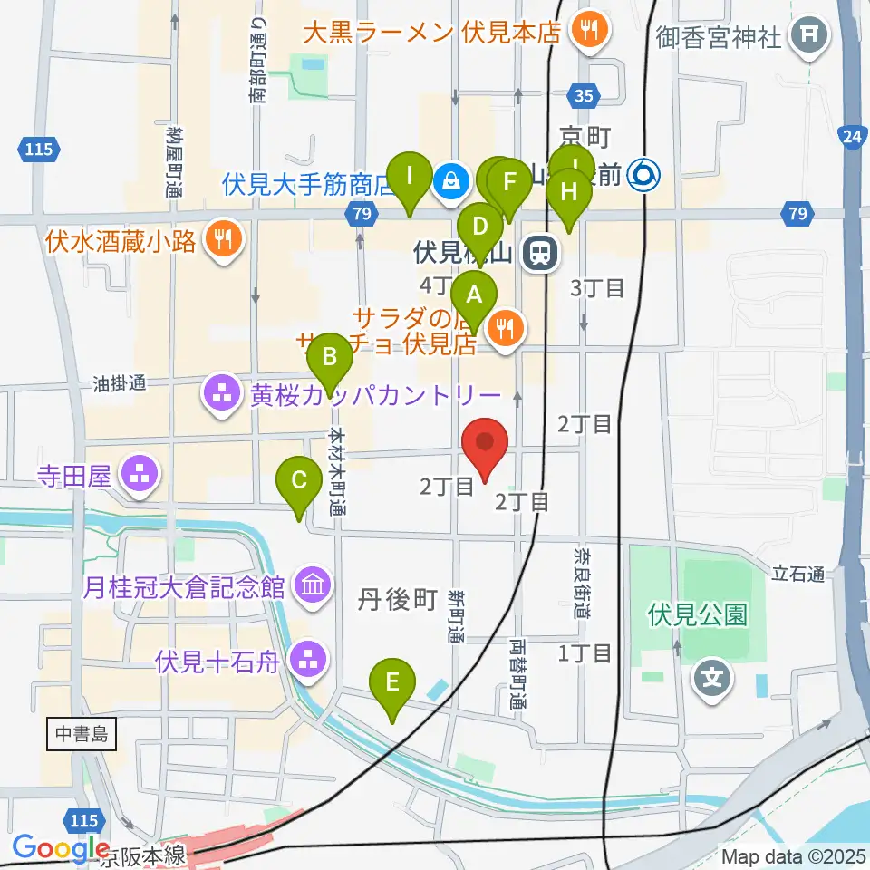 若林楽器店周辺のカフェ一覧地図