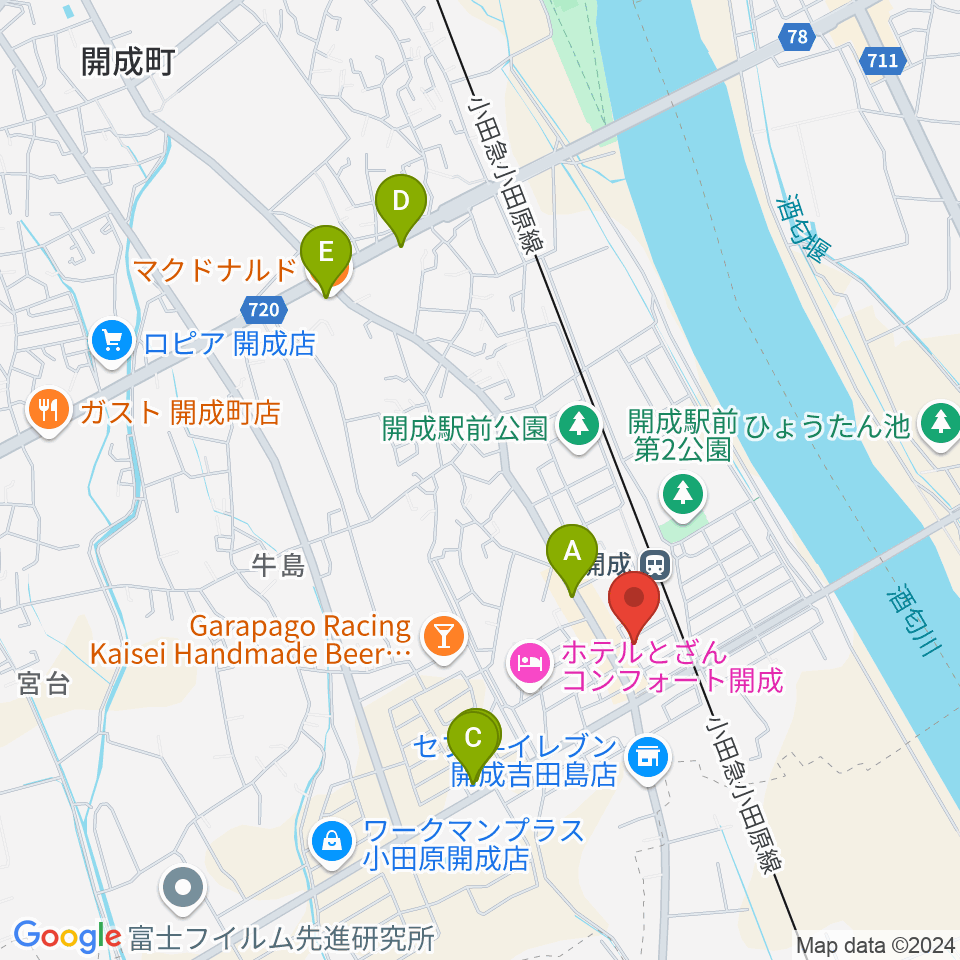 大村楽器店 足柄営業所周辺のカフェ一覧地図