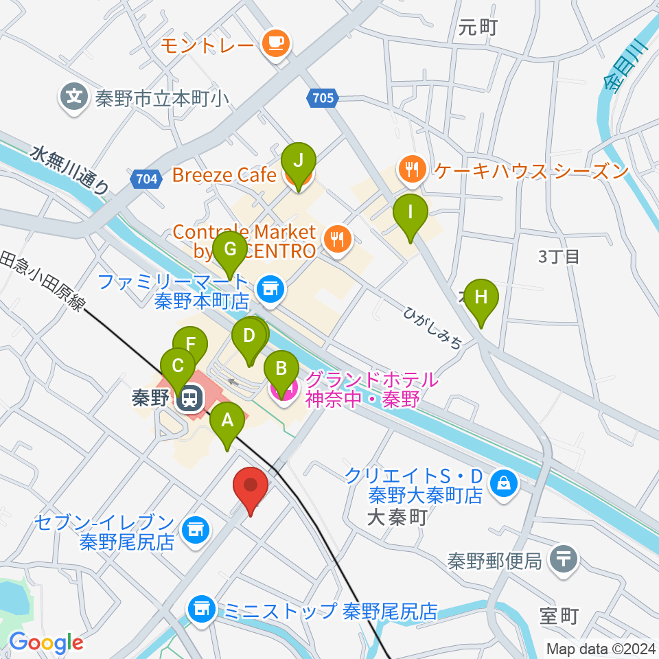 大村楽器店 秦野店周辺のカフェ一覧地図