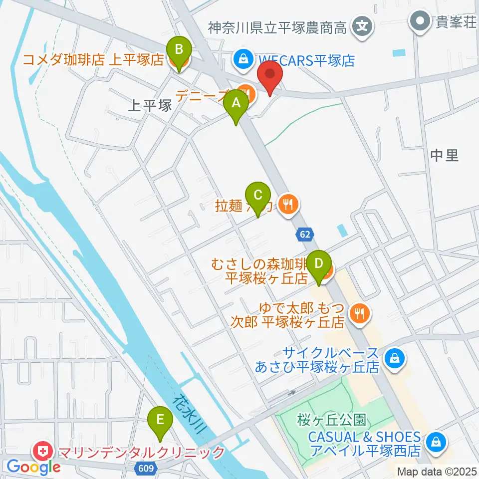 大村楽器店 平塚店周辺のカフェ一覧地図