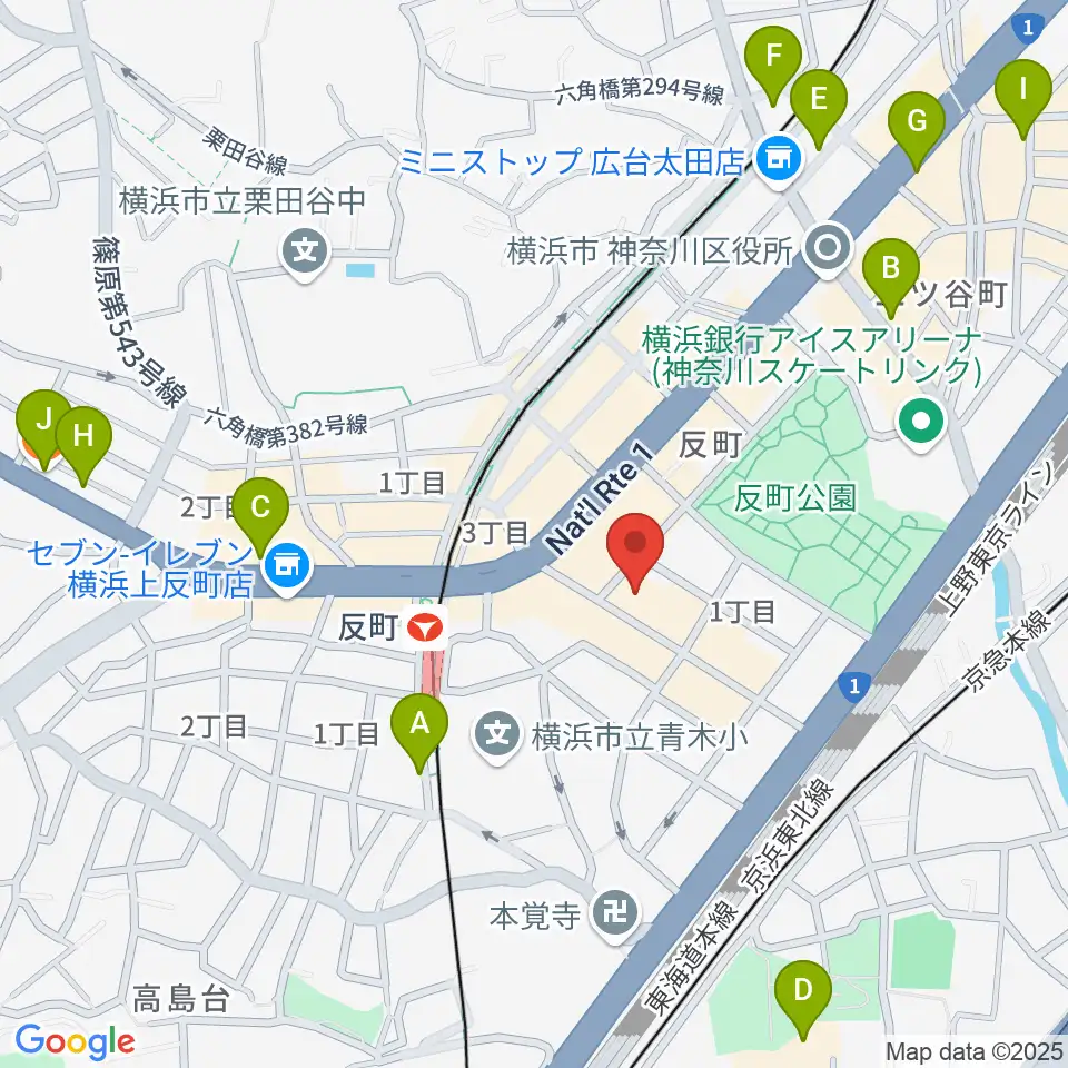 横浜日本屋楽器周辺のカフェ一覧地図