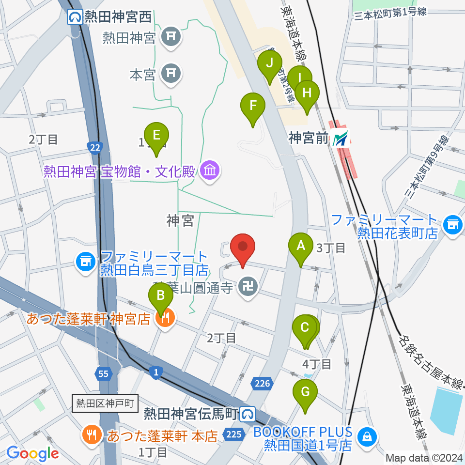 ヨモギヤ楽器 神宮前本店周辺のカフェ一覧地図