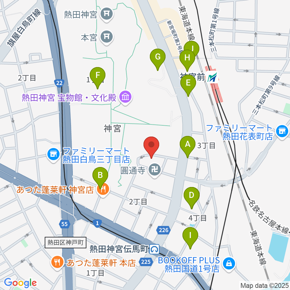 ヨモギヤ楽器 神宮前本店周辺のカフェ一覧地図