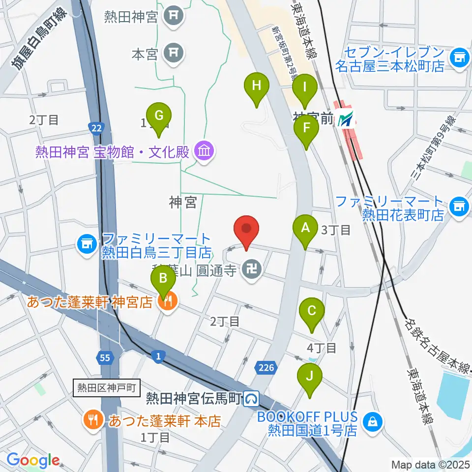 ヨモギヤ楽器 神宮前本店周辺のカフェ一覧地図