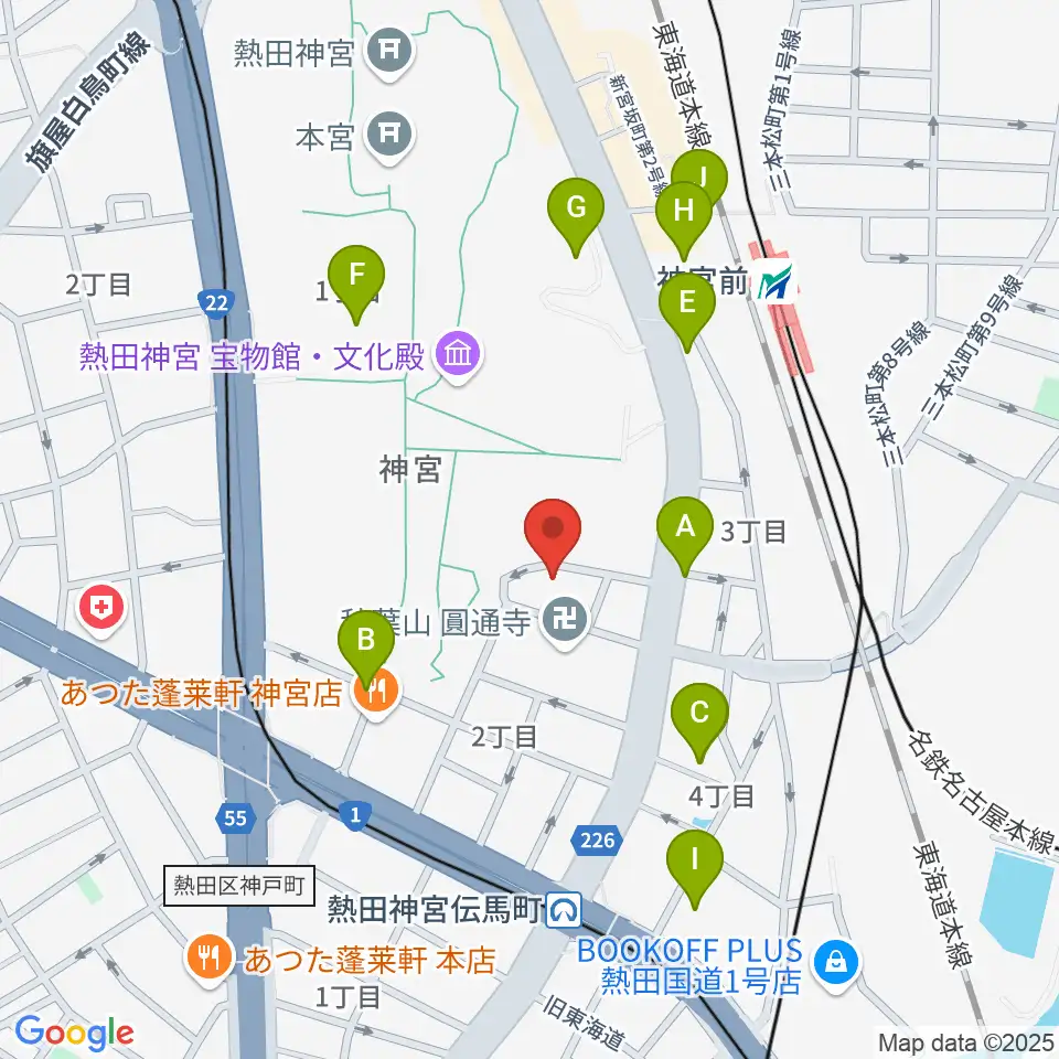 ヨモギヤ楽器 神宮前本店周辺のカフェ一覧地図