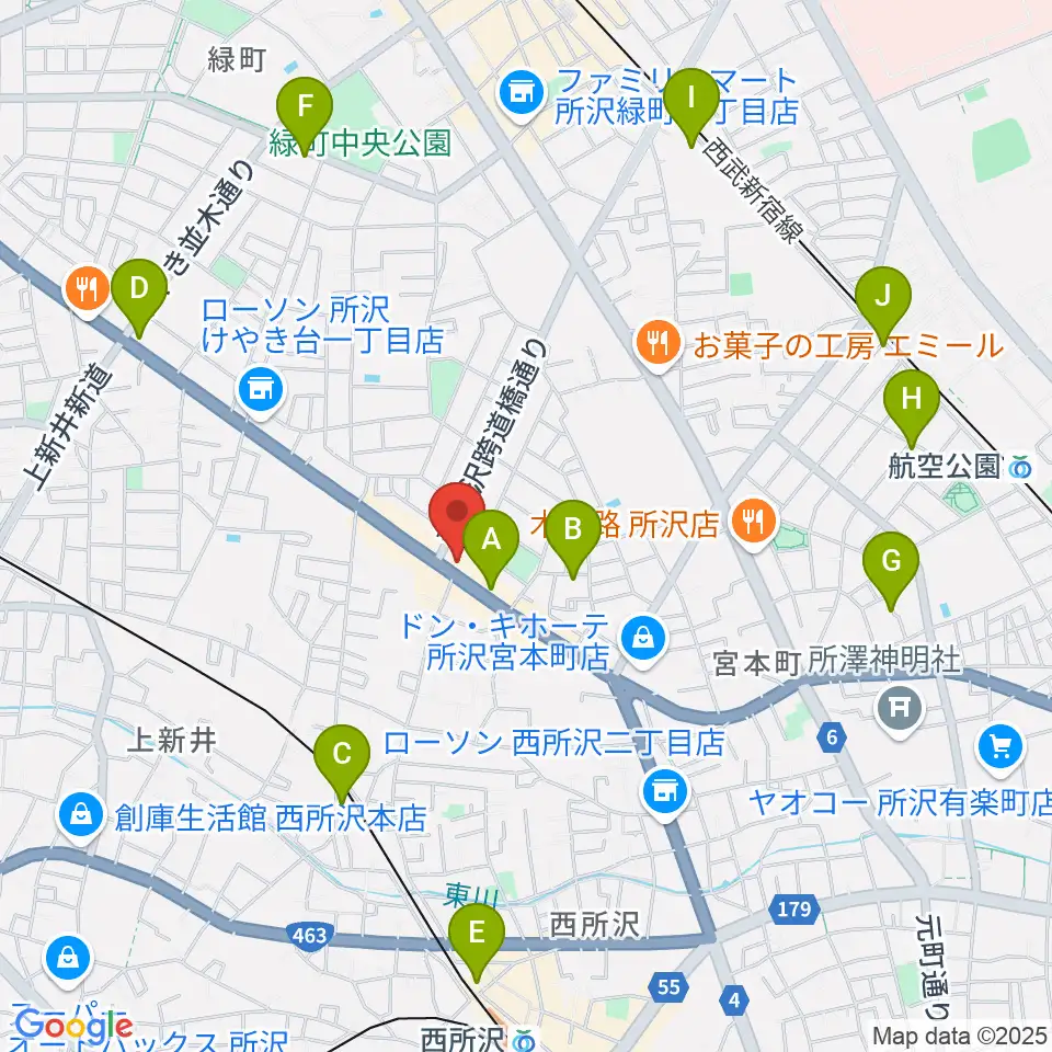 中冨管楽器工房周辺のカフェ一覧地図