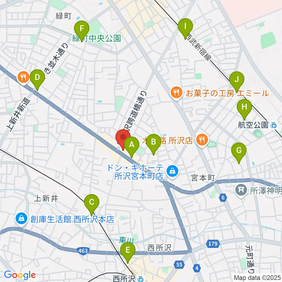 中冨管楽器工房周辺のカフェ一覧地図