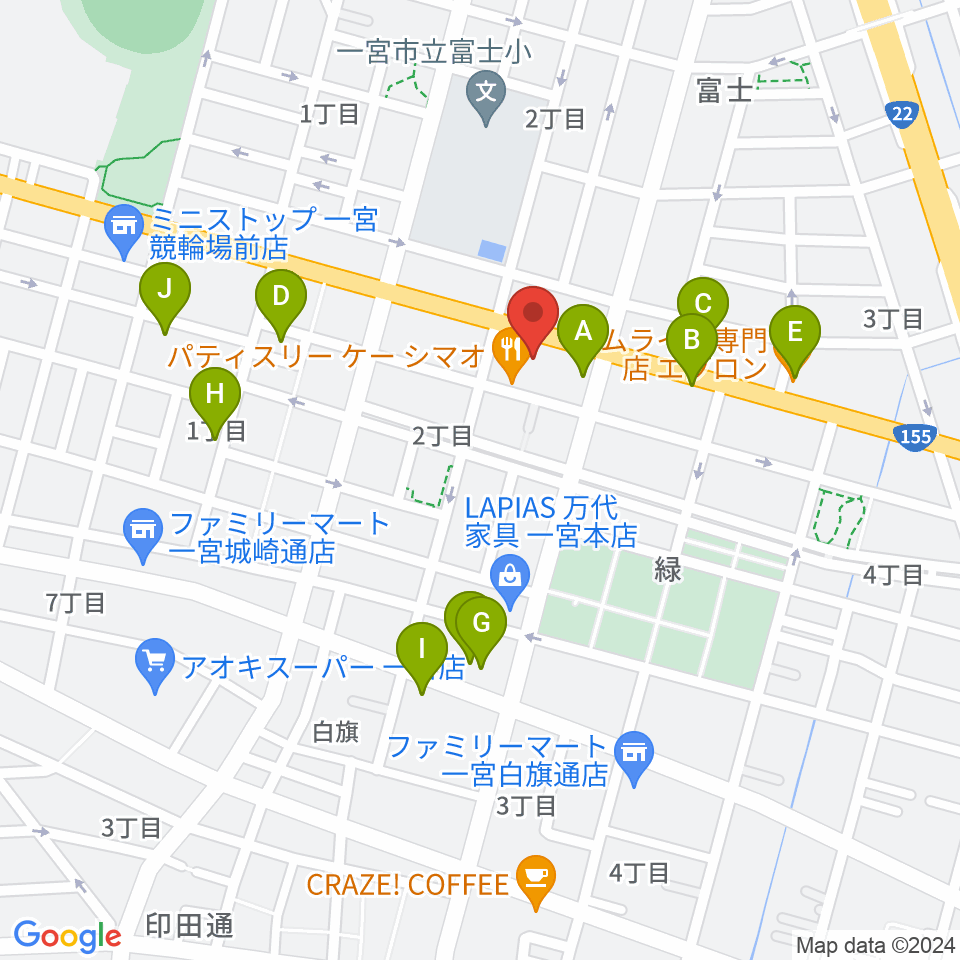 大森楽器周辺のカフェ一覧地図